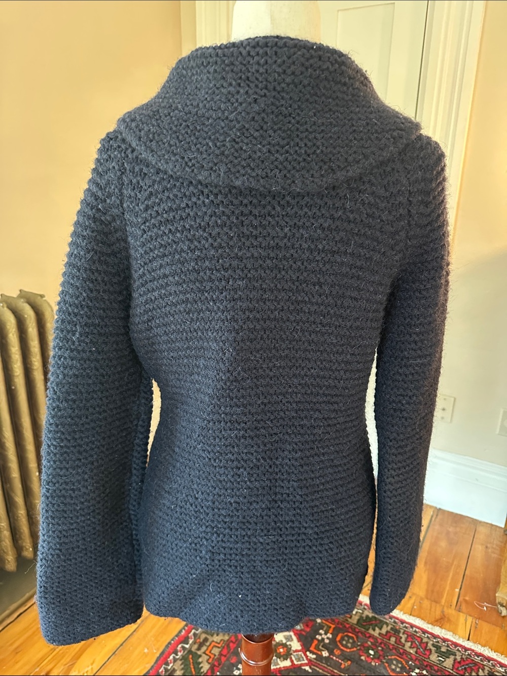 Roberto Collina Alpaca Wool Shawl Collar Navy Cardigan - Picture 4 of 10